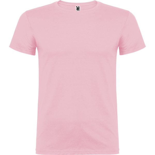 Camiseta niño de manga corta, cuello redondo doble con elastano, 100% algodon, punto liso, 155 g/m²