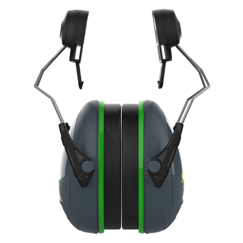 Orejeras Sonis™1 para cascos, copa Gris oscuro/Verde alta visibilidad (SNR 26). EN352-3