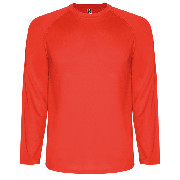 Camiseta niño tecnica de manga larga ranglan. Transpirable. 100% poliester pique, 150 g/m²
