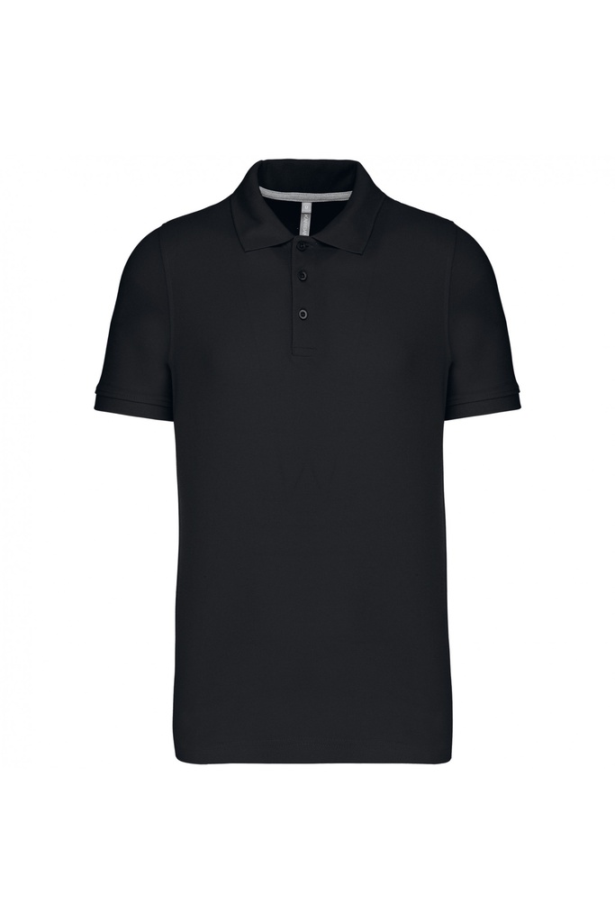 Polo manga corta Hombre, malla punto pique, cuello y puños de canale, aberturas laterales, 100% algodon peinado pique.
