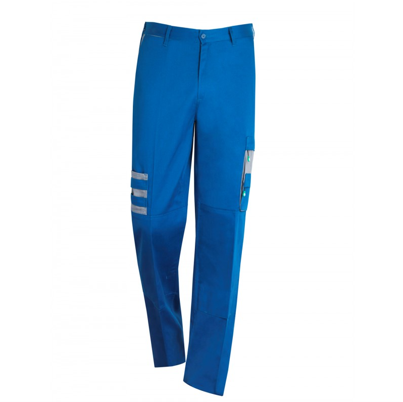 Pantalon de trabajo Bicolor, Multibolsillos  y un bolsillo movil, citura elastica. 65% poliester - 35% algodon