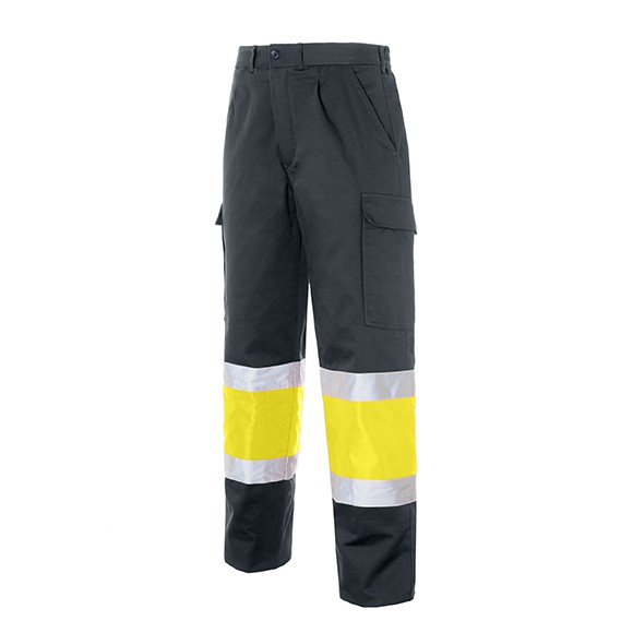 MADRAS 3 Pantalon multibolsillos bicolor 1/2 cintura elastica, bolsillos laterales. 2 bandas reflectantes.  Algodon-Poliester