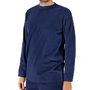 Camiseta tejido de punto antiestatico/retardante 180 g/m ² . Azul  marino, 60%modacrílico, 37%algodón, 3%fibra de carbono.