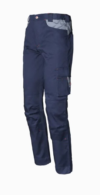 Pantalon Stretch, elastico en cintura, bolsillo lateral y porta metro, porta rodilleras, 97% algodon-3% spandex