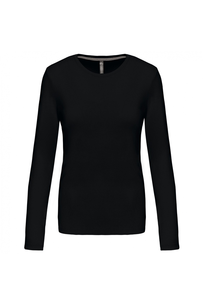 Camiseta de manga larga y cuello redondo mujer. Tacto suave. Amplia gama de colores. 100% algodon peinado