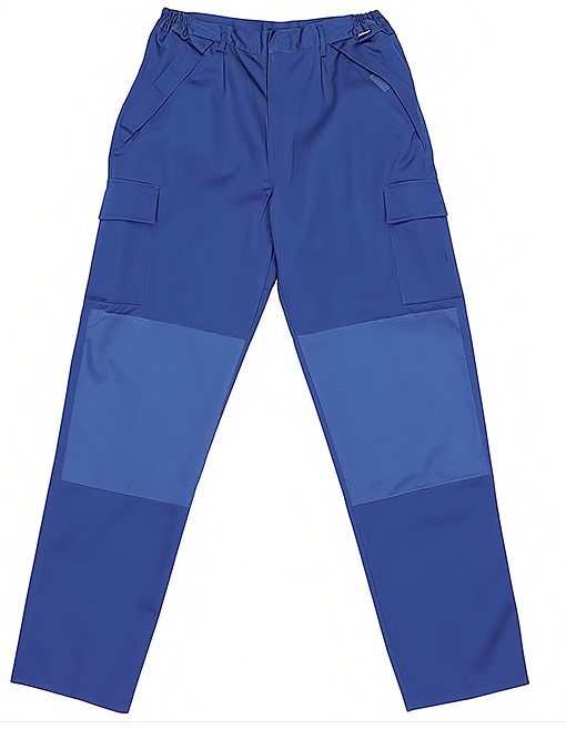 Pantalon antiestatico y retardante. 98% algodon, 2% fibra de carbono.  270 g/m². Culera y protector entrepiernas. Azulina