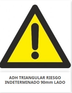Señal triangular adhesiva de vinilo, &quot;Peligro Riesgo Indeterminado&quot;, 9x9cm