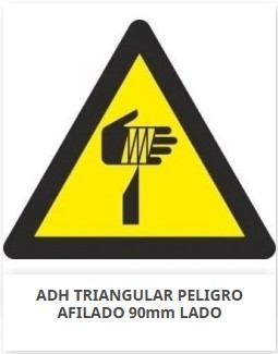 Señal triangular adhesiva de vinilo, &quot;Peligro Afilado&quot;, 9x9cm