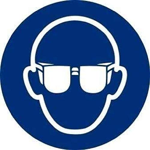 Señal circular adhesiva de vinilo, "Uso Obligatorio De Gafas", 9cm diametro