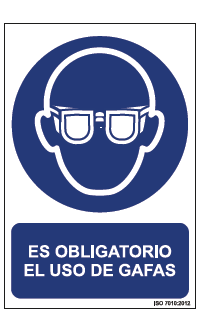 Señal vinilo adhesiva &quot;Obligatorio uso de gafas&quot; 150x200mmm
