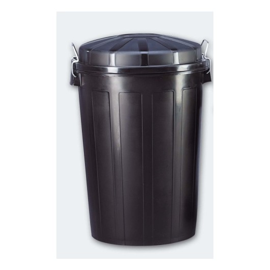 Cubo de basura 95L, negro, con tapa TRILLA DENOX
