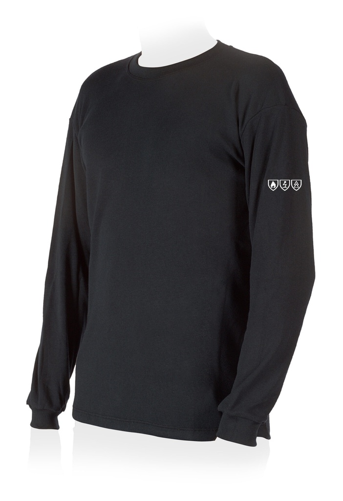 Camiseta anti-ignifuga, antiestatica, punto liso, color marino, 50% algodon-39% acrilica modificada tipo F-10% Viscosa-1% Antiestatico