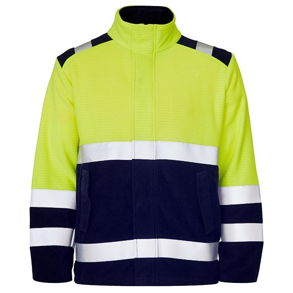 TIANA 4 Forro Polar IG-ATEX, 2 bolsillos, marino-amarillo A.V, 2 cintas reflectantes en torso, mangas y canesu, 60% Modacrilica 38% Algodon 2% Antiestatico