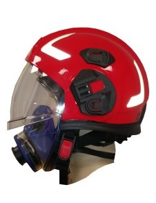 Casco para proteccion ignifuga y proteccion quimica, pantalla de proteccion escamoteable.