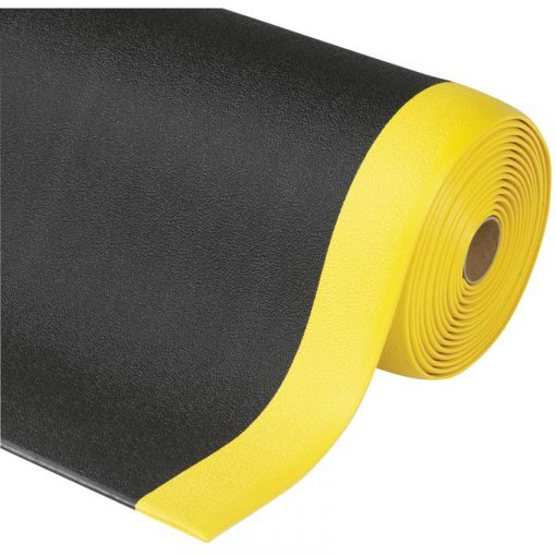  Alfombra antifatiga Sof-Tred, para uso corriente, color negro, con biselado en amarillo, 91cm X 18.3m (precio por rollo)