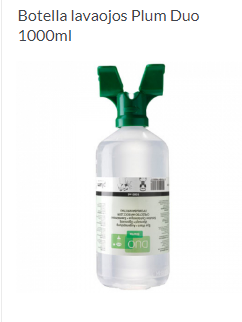 Botella lavaojos Plum Duo, 1000ml, solucion salina al 0.9%