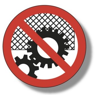 RD Adhesivo &quot;Prohibido trabajar sin dispositivo de seguridad&quot;, 90mm diametro