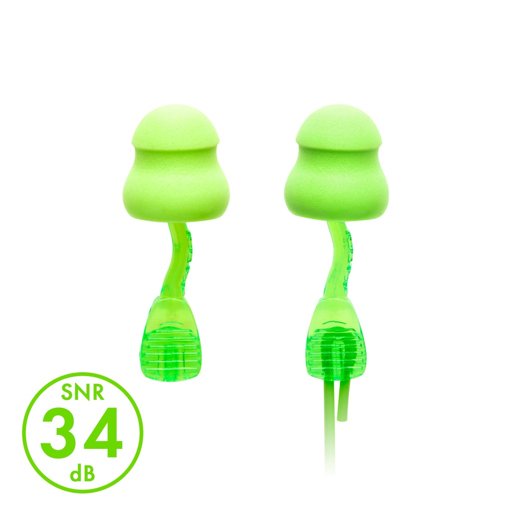 Tapones de espuma, 34 SNR, con cordon para el cuello. (Embalaje minimo de 80 pares).