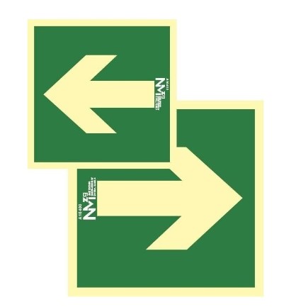 SEÑAL EV FLECHA PVC 1MM CLASE B 447X447MM