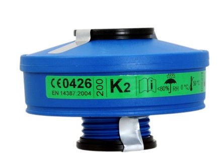 Filtro antigas. modelo K2, VAPORES de AMONIACO.