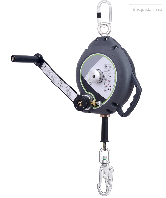 FA 20 401 20S OLYMPE Retractil cable INOX, anticaida de 20 m con torno de rescate integrado 