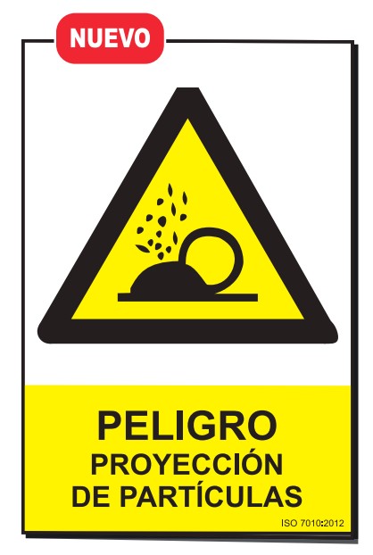 Señal aluminio 210 x 300 mm Advertencia &quot;PELIGRO PROYECCION PARTICULAS&quot;