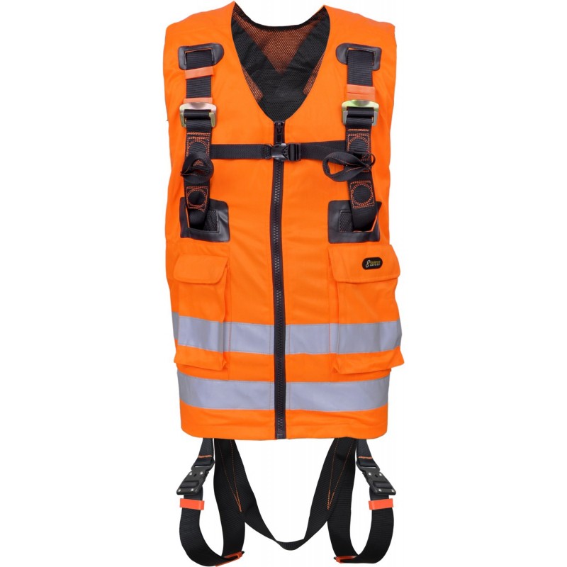FA 10 303 00 Arnes de cuerpo completo 2 puntos de sujecion con chaleco de trabajo naranja de alta visibilidad, REFLEX 2