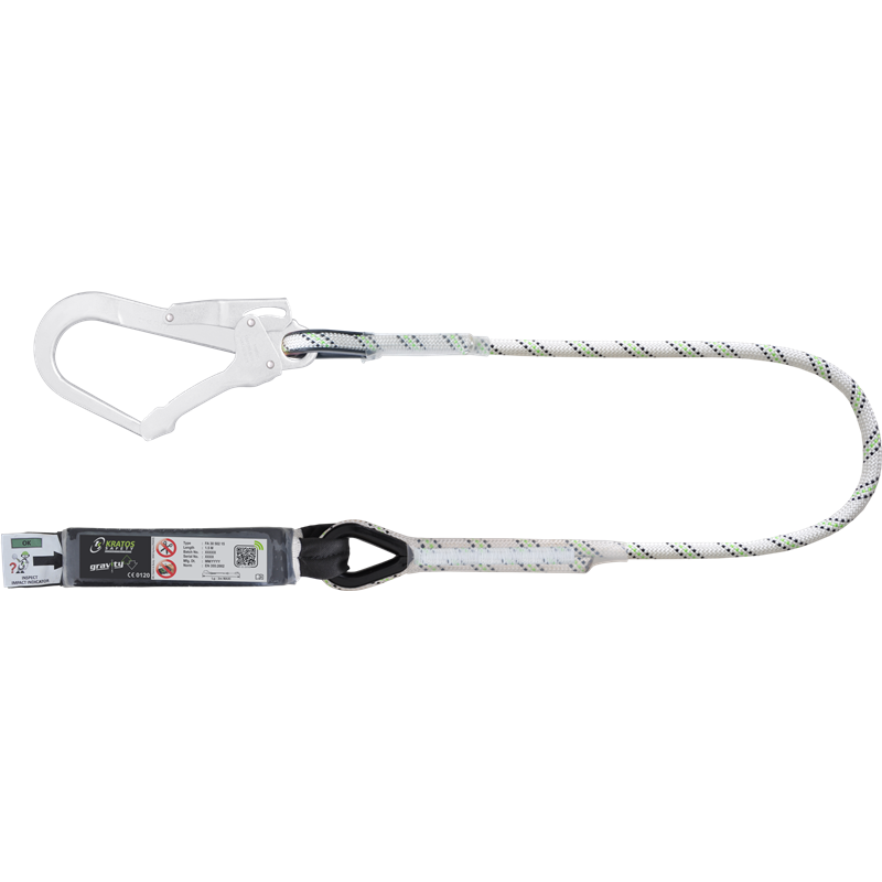 FA 30 502 20 Absorbedor de energia de 35 mm con cordon de cuerda kernmantle de 1,8 m y gancho de andamio de acero