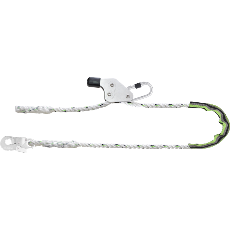 FA 40 904 20 Cordon de posicionamiento de trabajo de 2 m con un ajustador de agarre y 2 karabiners de acero, una con bloqueo de tornillo