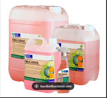 EMULGRAS® Desengrasante quitagrasas multisuperficies ecologico. Libre de causticos, quita aceites y suciedad fuertemente adherida. Limpieza de tejido. ECOITEL Nº CE-2667