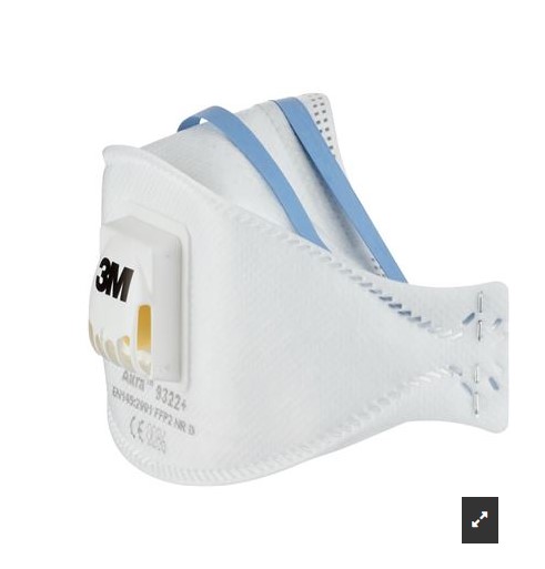 Mascarilla (FFP2S) 3M papel plegable, valvula, polvo, niebla y humos, P2. Embalaje minimo 10 uni, Precio unitario