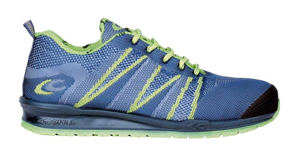 Zapato de tejido muy transpirable, sin costuras resistente a la abrasion y a los tirones, BLUE S1 P SRC.