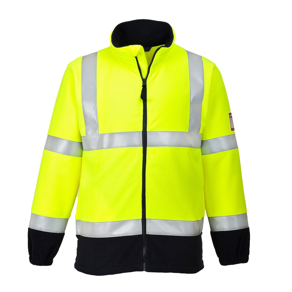 Polar de A.V,  resistente a la llama y antiestatico. Bicolor. Cintas reflectantes,  60%Modacrílico, 39%Algodón, 1%fibra Carbono