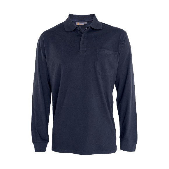Polo manga larga punto liso. Ignifuga-ATEX. Bolsillo pecho. Puños elasticos. 60% Modacrilica-38% Algodon-2% Carbono