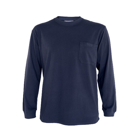 Camiseta manga larga, ignifuga (Atex) Cuello redondo, bolsillo velcro en pecho, puños elasticos. 60%Modacrilica 38%Algodon 2% Carbono