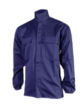 Camisa marino Probes, algodon ignifugado. Cierre central con broches ocultos.