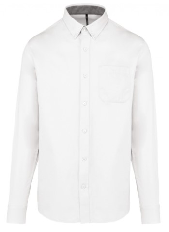 Camisa de algodon Nevada, manga larga para hombre 100 % algodon. Tejido de sarga con tacto de piel de melocoton.