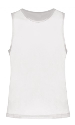 Peto ligero de rejilla, multi-deportes, malla calada, acabado doble despunte, 100% poliester. 