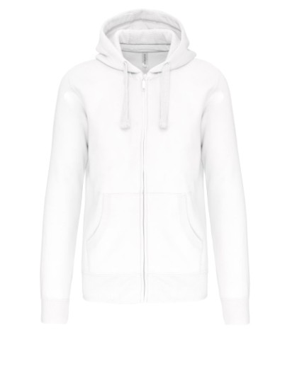Sudadera con capucha, cierre cremallera, acabado de canale en puños y bajo. Algodon/ poliester.