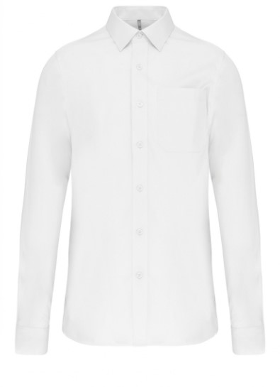 Camisa popelina manga larga hombre, tratamiento easy-care, 100% popelina de algodon. Botones mismo tono.