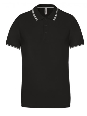Polo hombre, manga corta, tiras a contraste en cuello y mangas, aberturas laterales, 100% algodon pique.