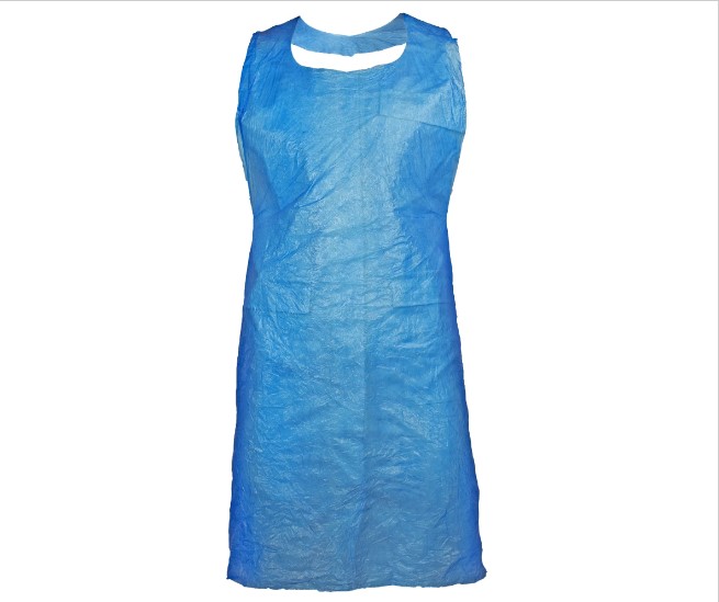 Delantal PE desechable, grosor 0,04 mm = galga 160, presentacion en plegado, EPI Cat. I, CE, 80x120cm