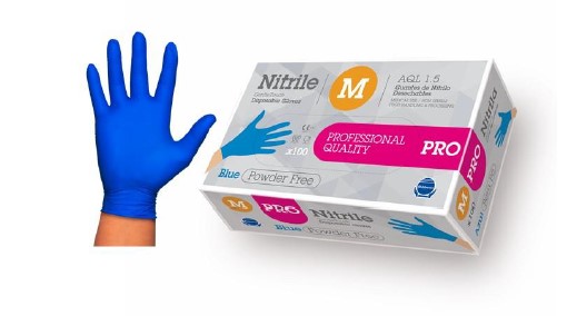 Guante nitrilo Touch Azul Pro. S/Polvo. Dispensador 100 un.