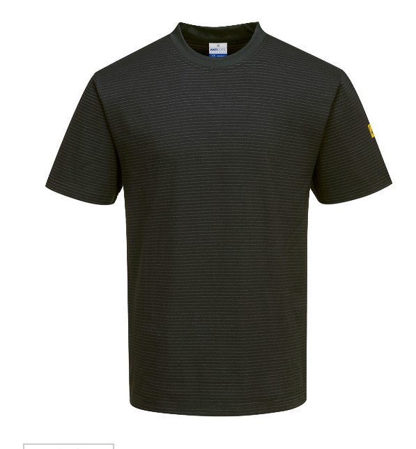 Camiseta ESD antiestatica, Ligera, Comoda,  96% Algodón, 4% fibra de Carbono 150g