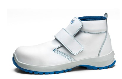 Bota de seguridad, cierre de velcro, blanco, cuello acolchado, con suela de poliuretano, No Metal. S2+CI+SRC.