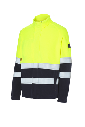 Polar A.V ignifugo inherente multinorma. EPI Cat III. Cuello alto, Dos bandas reflectantes en pecho y antebrazo, 60% Modacrilico 39% Algodon 1% Antiestatico 