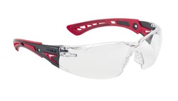 [RUSH+ RUSHPPSI ] Patillas bi-material rojo / negro – PC incoloro - antirayaduras y  antivaho PLATINUM