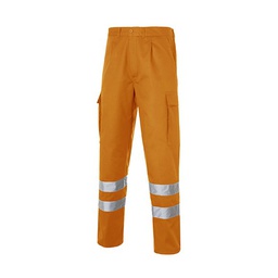 DRIM 2, Pantalon multibolsillos monocolor, 2 bandas reflectantes, cintura elastica, 55% Algodon-45% Poliester