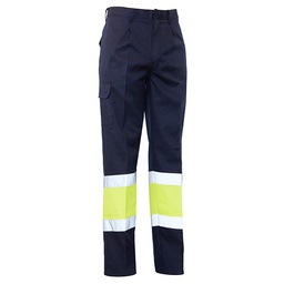 Pantalon A.V bicolor, varios bolsillos, 2 bandas reflectantes ignifugas, tejido 98% algodon-2% carbono.