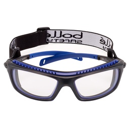 Gafa graduada, 8-muy curvada, forma rectangular, nylon, color metal-azul
